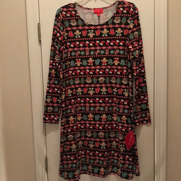 Joyland Black Beauty Combo Long Sleeve Yummy Gingerbread Cookie Dress